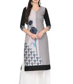 Grey printed rayon ethnic-kurtis