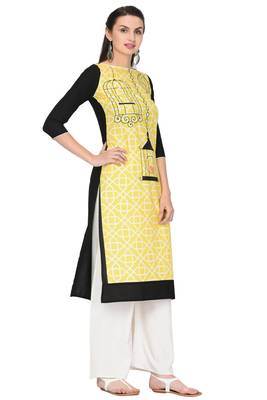 Black printed rayon ethnic-kurtis 3