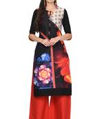 Black printed rayon ethnic-kurtis