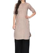 Beige plain rayon ethnic-kurtis
