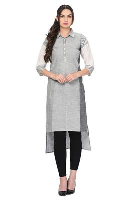 Grey printed cotton ethnic-kurtis 1