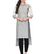 Grey printed cotton ethnic-kurtis