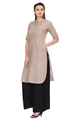 Beige plain rayon ethnic-kurtis 2
