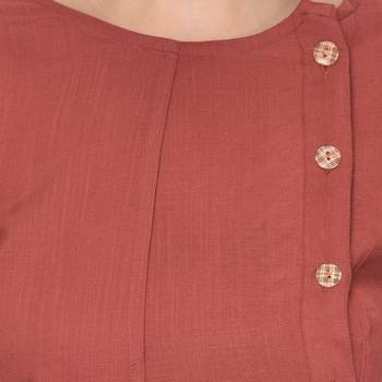 Light-brown plain rayon ethnic-kurtis 5