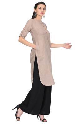 Beige plain rayon ethnic-kurtis 3