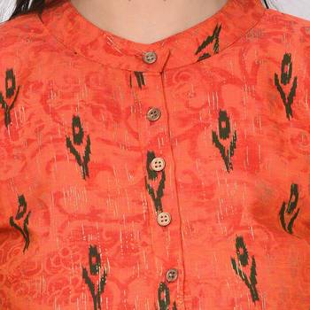 Orange printed rayon ethnic-kurtis 5