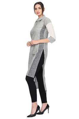 Grey printed cotton ethnic-kurtis 2