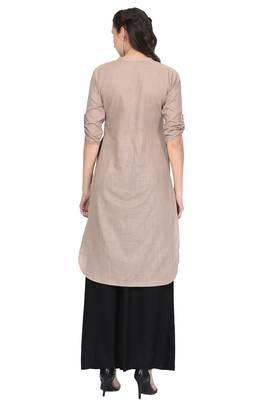 Beige plain rayon ethnic-kurtis 4