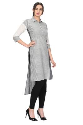Grey printed cotton ethnic-kurtis 3