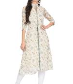 White printed chiffon ethnic-kurtis