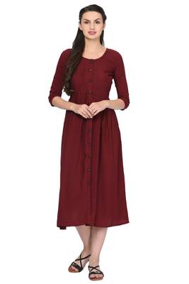 Maroon plain rayon ethnic-kurtis 1