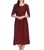 Maroon plain rayon ethnic-kurtis