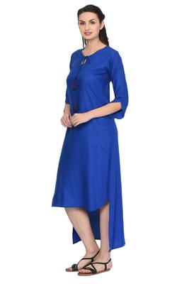 Royal-blue plain rayon ethnic-kurtis 2