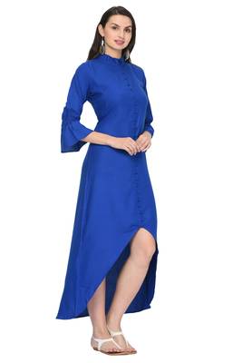 Royal-blue plain rayon ethnic-kurtis 3