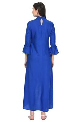 Royal-blue plain rayon ethnic-kurtis 4