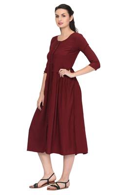 Maroon plain rayon ethnic-kurtis 2
