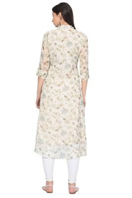 White printed chiffon ethnic-kurtis 4