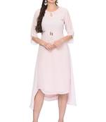 Light-baby-pink plain georgette ethnic-kurtis