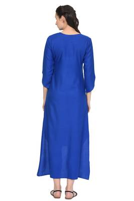 Royal-blue plain rayon ethnic-kurtis 4