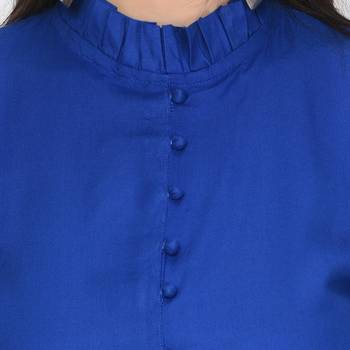 Royal-blue plain rayon ethnic-kurtis 5
