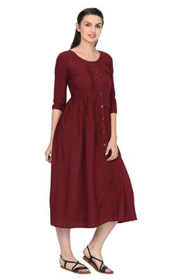 Maroon plain rayon ethnic-kurtis 3