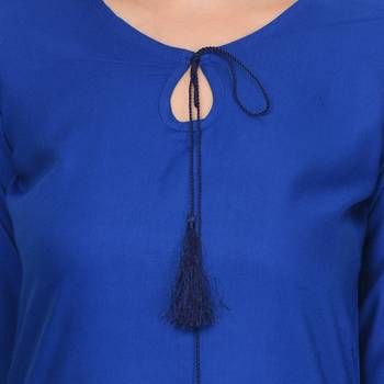 Royal-blue plain rayon ethnic-kurtis 5