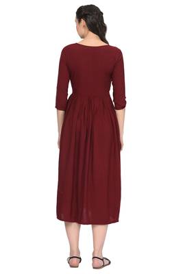 Maroon plain rayon ethnic-kurtis 4
