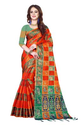 Multicolor woven kanchipuram silk saree with blouse 1