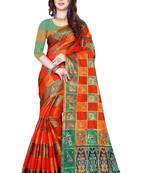 Multicolor woven kanchipuram silk saree with blouse