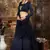 Navy Blue Colored Thread and Sequins Embroidered Semi Stitched lehenga