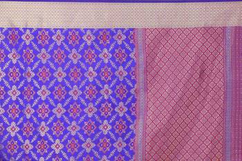 Royal blue woven kanchipuram silk saree with blouse 4