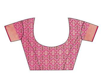 Pink woven kanchipuram silk saree with blouse 5