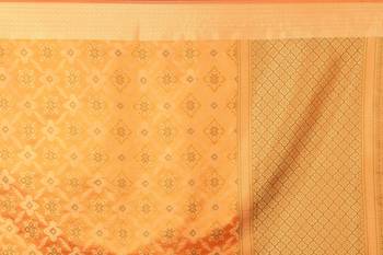 Mustard woven kanchipuram silk saree with blouse 4