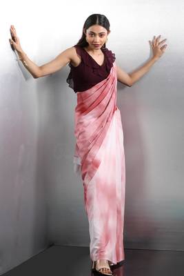 White printed Georgette saree 2