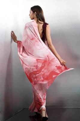 White printed Georgette saree 3