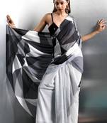 Black printed Georgette saree