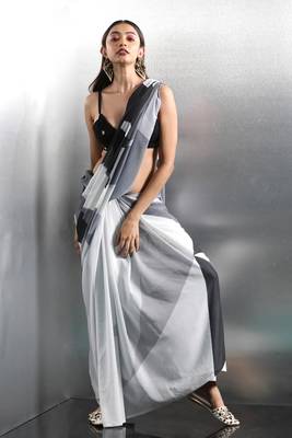 Black printed Georgette saree 2