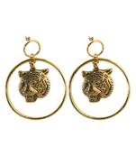 Golden Tiger Loop Drop Earrings