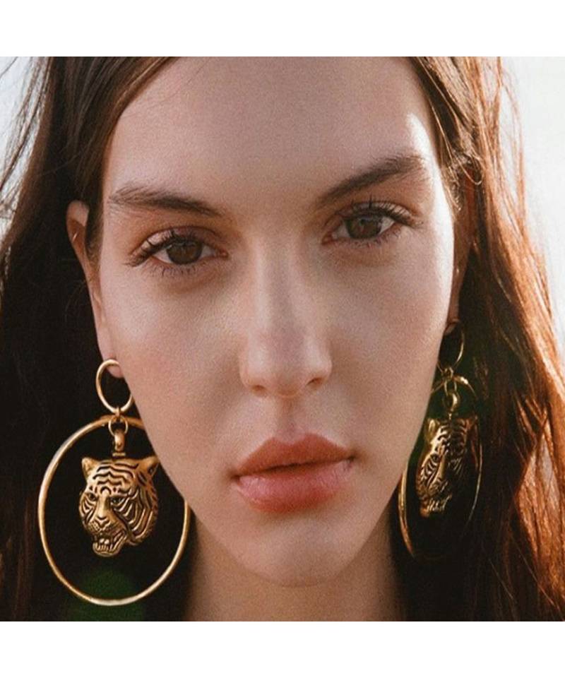 Golden Tiger Loop Drop Earrings