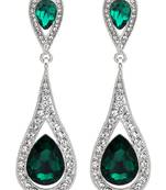 Silver Green Chandelier Earring for women.
