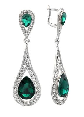 Silver Green Chandelier Earring for women. 3