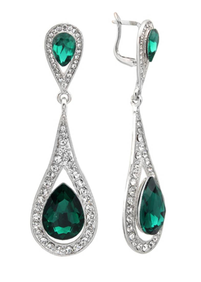 Silver Green Chandelier Earring for women.
