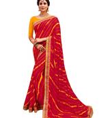 Maroon embroidered georgette saree with blouse