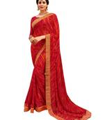 Red Embroidered Georgette Saree With Blouse