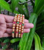 Multicolour Beaded Bangles Set Of 4