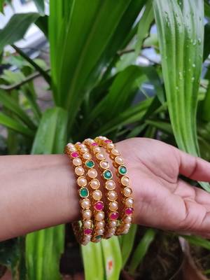 Multicolour Beaded Bangles Set Of 4 3