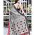 Ash Grey Cotton Gheecha Saree With Red And Black Border
