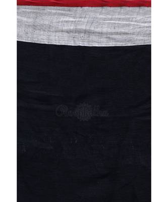 Deep Purple Linen Saree With Threadwork And Checkered Pallu 4