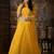 Yellow Thread Embroidery Silk Semi Stitched bridal lehenga