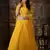 Yellow Thread Embroidery Silk Semi Stitched bridal lehenga